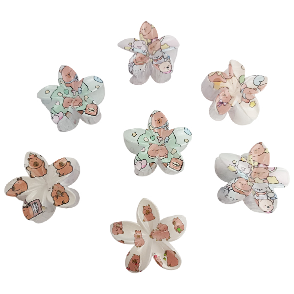 Ganchos para Cabello con Diseños de Flores con Estampados Surtidos
