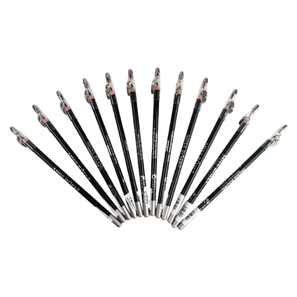 Delineador en lapiz para ojos presentacion negro con hojas doradas MISS ROSE
