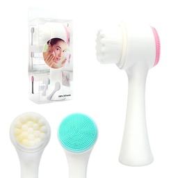 [8683210100269] Cepillo facial masajeador de doble cabezal de silicona