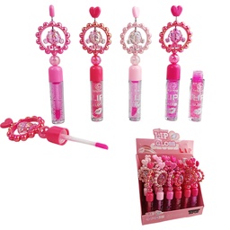 [6937118820241] Brillo de labios con gliter de Lucky Model con deseño giratorio de Monito con tonos rosados